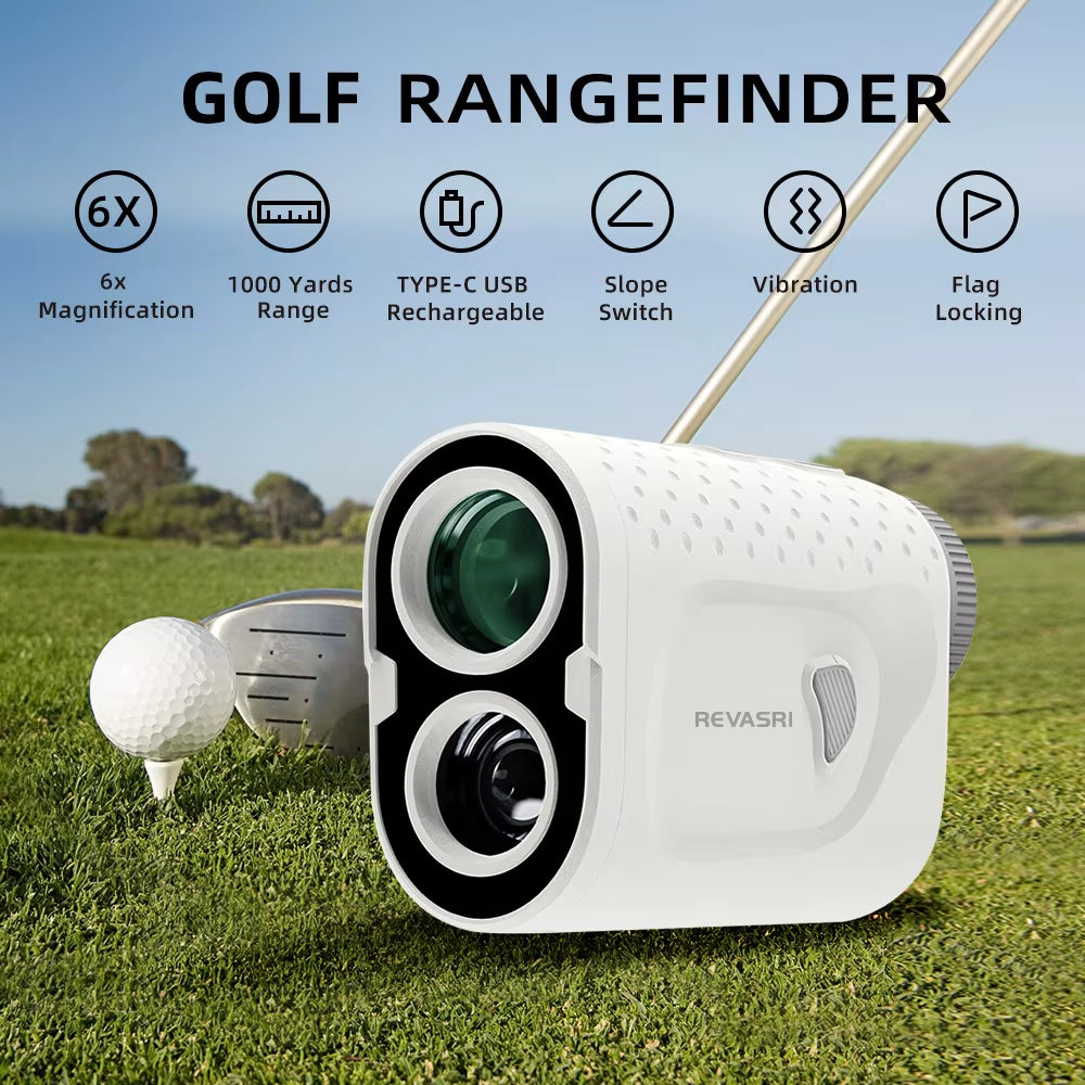 New Golf Rangefinder with Slope Switch 1000Yards Range Finder Golfing 6X Magnification Flag Pole Locking Vibration Magnet Stripe